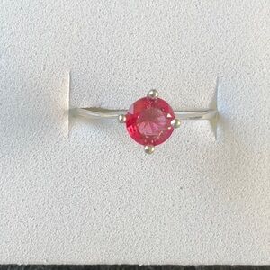 Red and Silver Ring with Vibrant Gemstone NWOT..925 silver